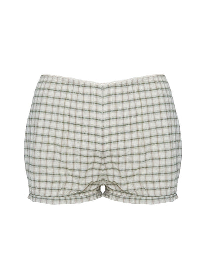 Mousie Micro Shorts Cream Plaid