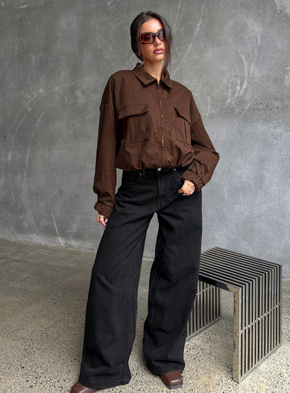 Naylor Mid Rise Wide Leg Jeans Washed Black Denim