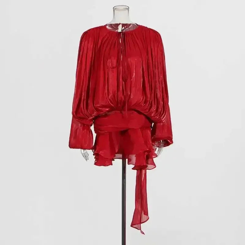 Women's A-Line Mini Dress with Long Sleeves & Empire Waist