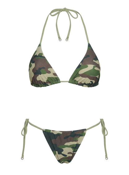 Selbie String Ruched Bikini Bottoms Camo