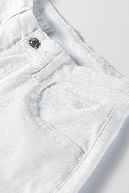 White Bow Knot Side Detail Straight Leg Loose Jeans
