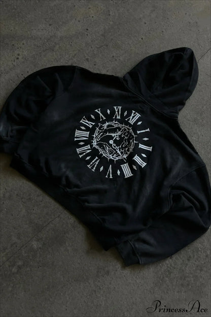 Y2K Street Dark Zip Stylish Hoodie